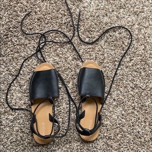 SOLD TOPSHOP Black Lace Up Boho Summer Leather